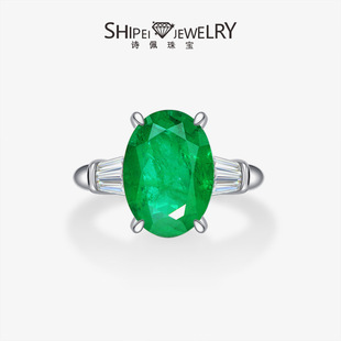 Shipei foreign trade best selling 5 karat pigeon eggs 10*14 synthetic emerald paraiba s925 sterling silver ring