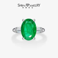 Shipei внешней торговли лучшие продажи 5-каратные голубиные яйца 10*14 синтетический изумруд Параиба S925 кольцо из стерлингового серебра