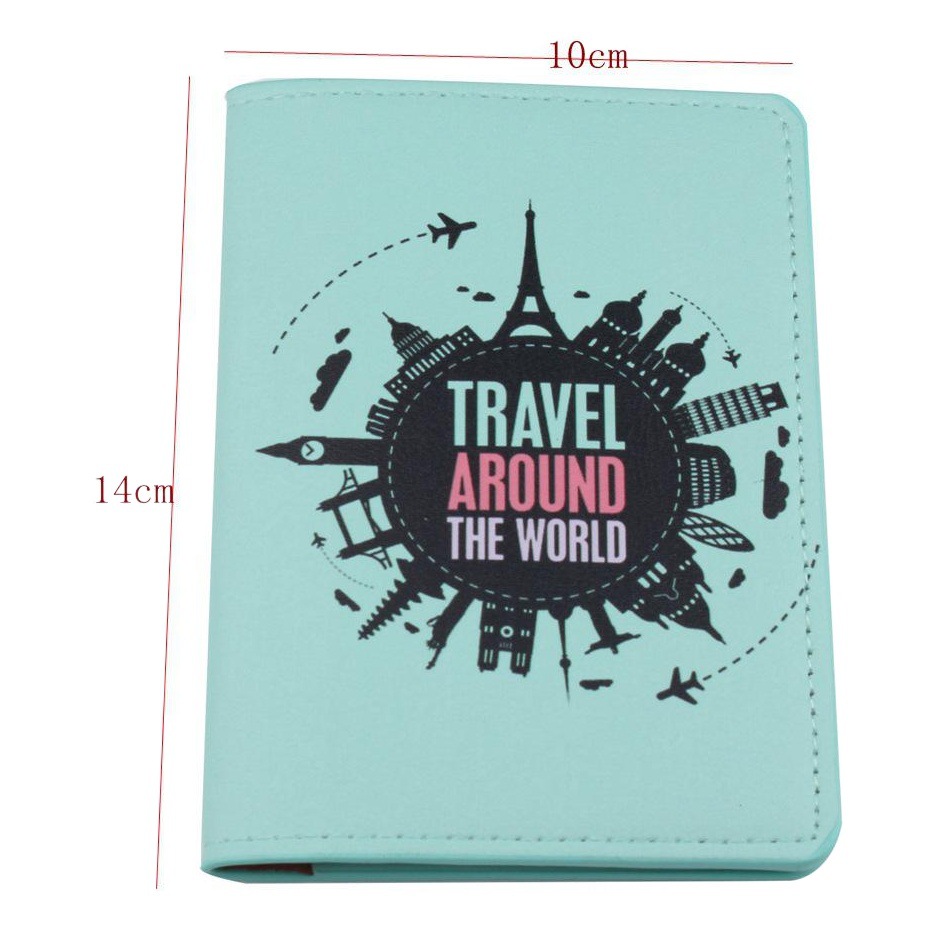 Estilo coreano nueva impresión digital de color multifuncional bolsa de pasaporte cubierta de cuero PU suministros de viaje de aviones