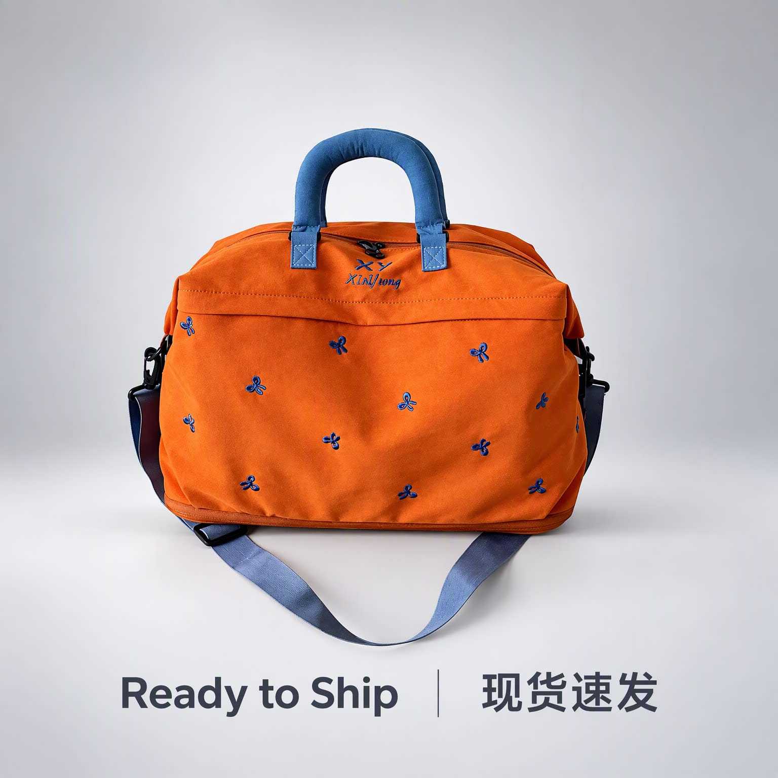 Cross-border new expandable large-capacity travel bag with bow embroidery, suitable for sports, fitness, and short trips