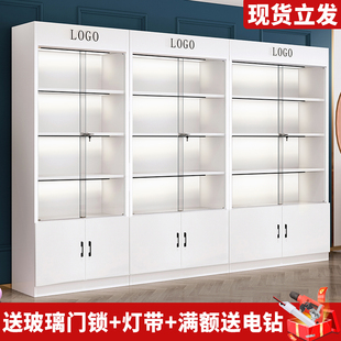 玻璃展示柜带锁玻璃门货架样品展柜产品陈列柜化妆品美容院柜子-阿里巴巴
