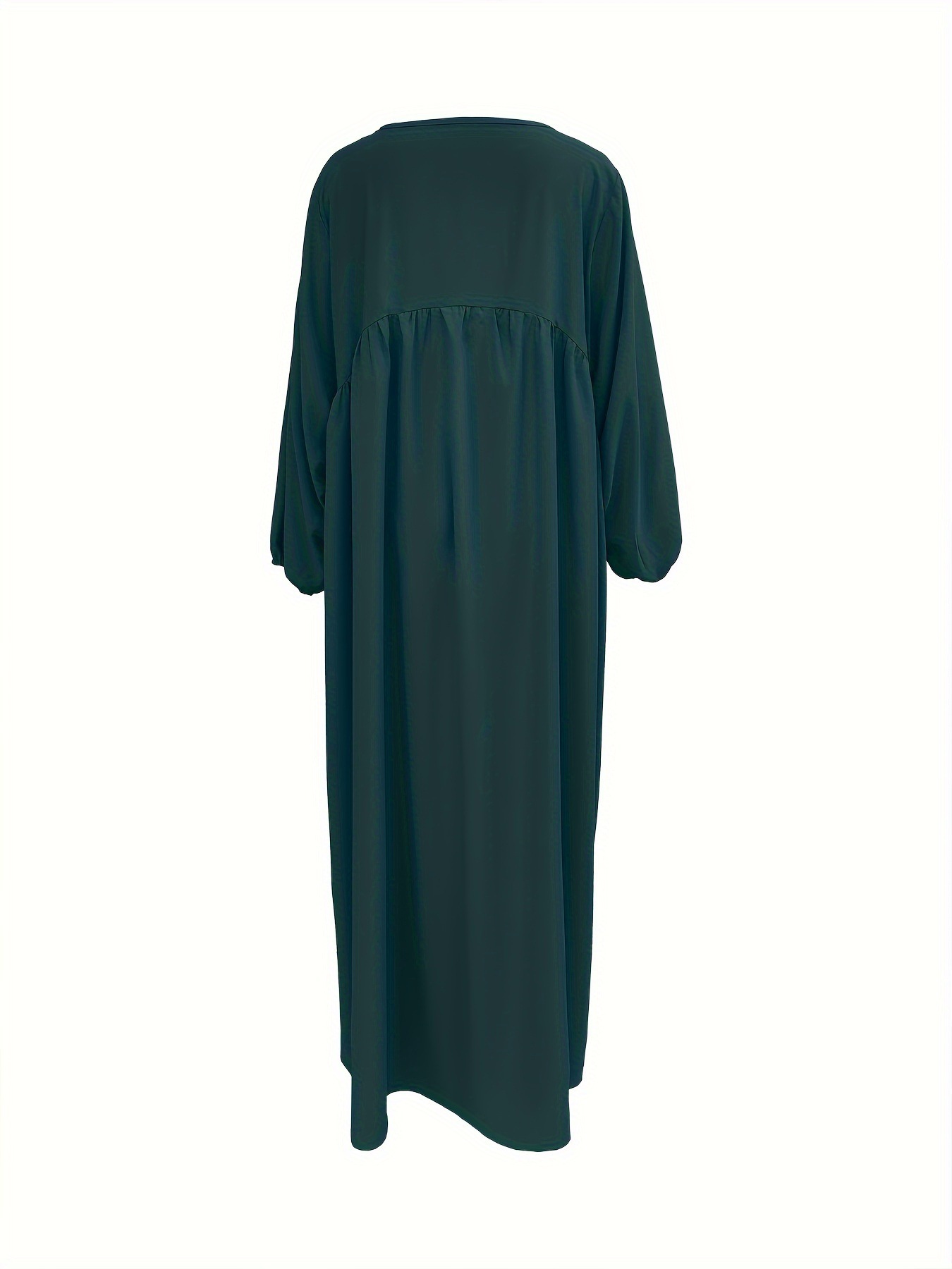 2025 New Cross-Border Middle Eastern Arab Women's Clothing: Patchwork Long-Sleeved Solid Color Loose Dress For Women_ecoleips.com