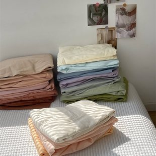 Wholesale Limeng Single Solid Color Cotton Single Bed Sheet Fitted Sheet Single Piece Single Dormitory 1.51m Eight-Bed 100% Cotton