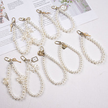 复古潮牌珍珠钥匙扣古风简约小挂饰合金钥匙链手机链DIY包包挂件