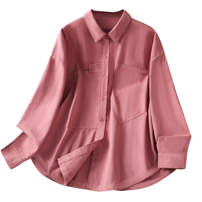 Camicia-giacca da donna taglie forti in cotone, ampia, con colletto, stile casual retrò, maniche lunghe, primavera 2026_voghion.com