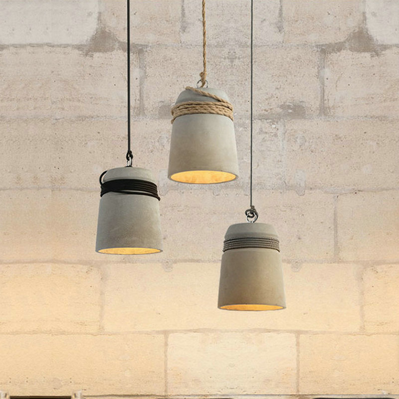 Cement Hemp Rope Pendant Light Wabi-Sabi Style Rustic Nordic Loft Creative Retro Nostalgic Personalized Milk Tea Coffee Shop Lighting