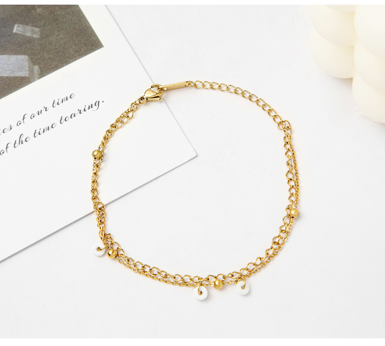 Fashion Round Titanium Steel Inlay Artificial Gemstones Bracelets Necklace