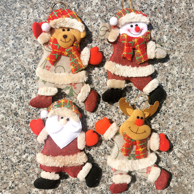 圣诞树挂件跳舞老人雪人鹿熊布艺偶圣诞节小吊圣诞配件圣诞小公仔