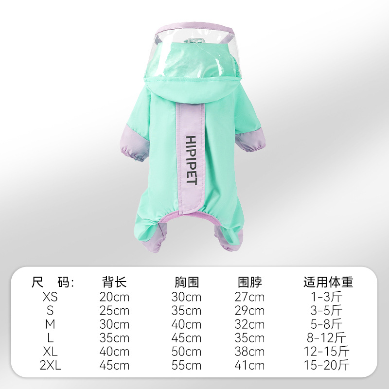 Impermeable para cachorros Impermeable de carga de color de contraste de tracción reflectante