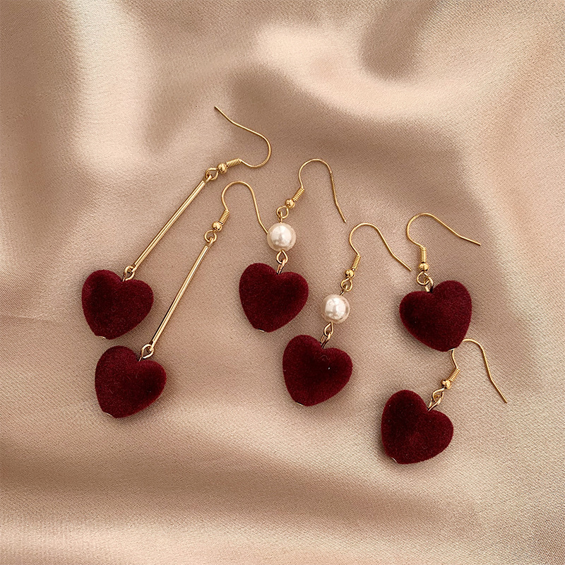 Heart Shape Pattern 1 Pair Retro Heart Shape Plating Alloy Drop Earrings
