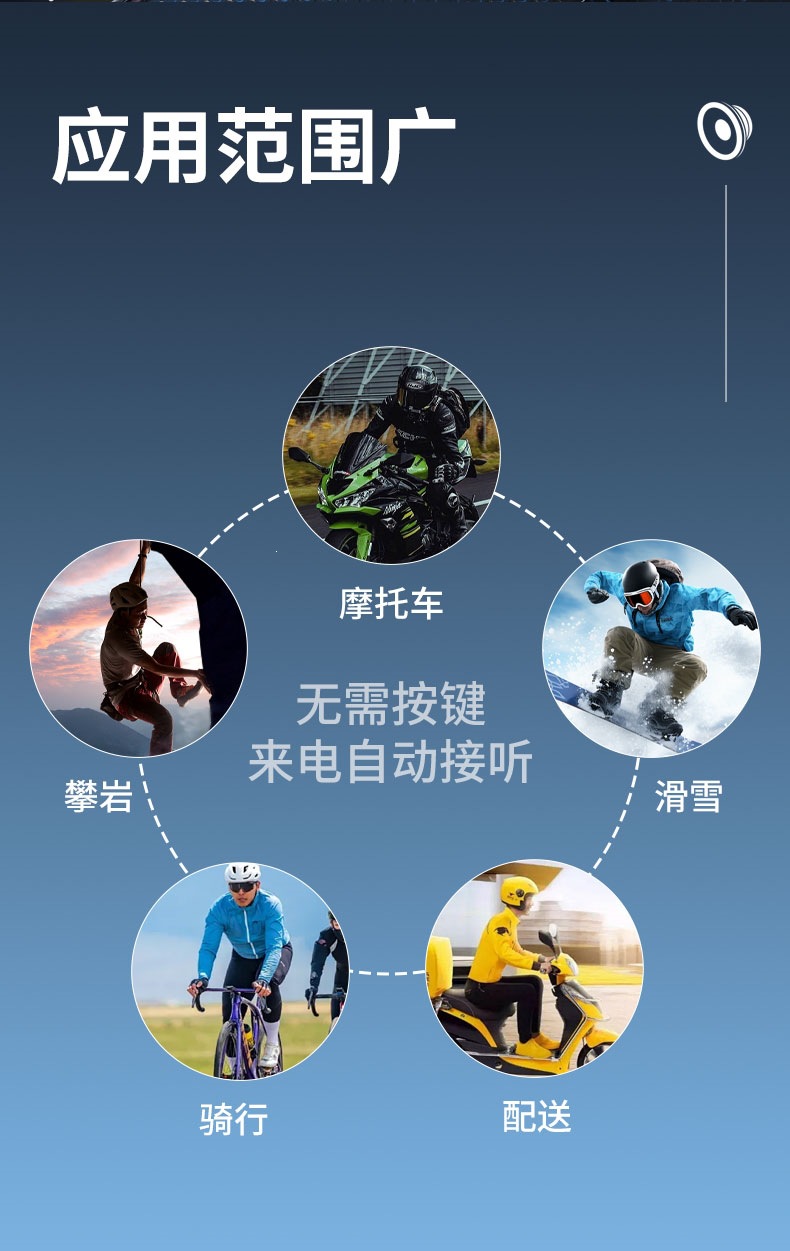 Suitable for Hengjiang BT30 built-in integrated helmet Bluetooth headset, universal for full-face and half-face helmets, waterproof with long battery life
