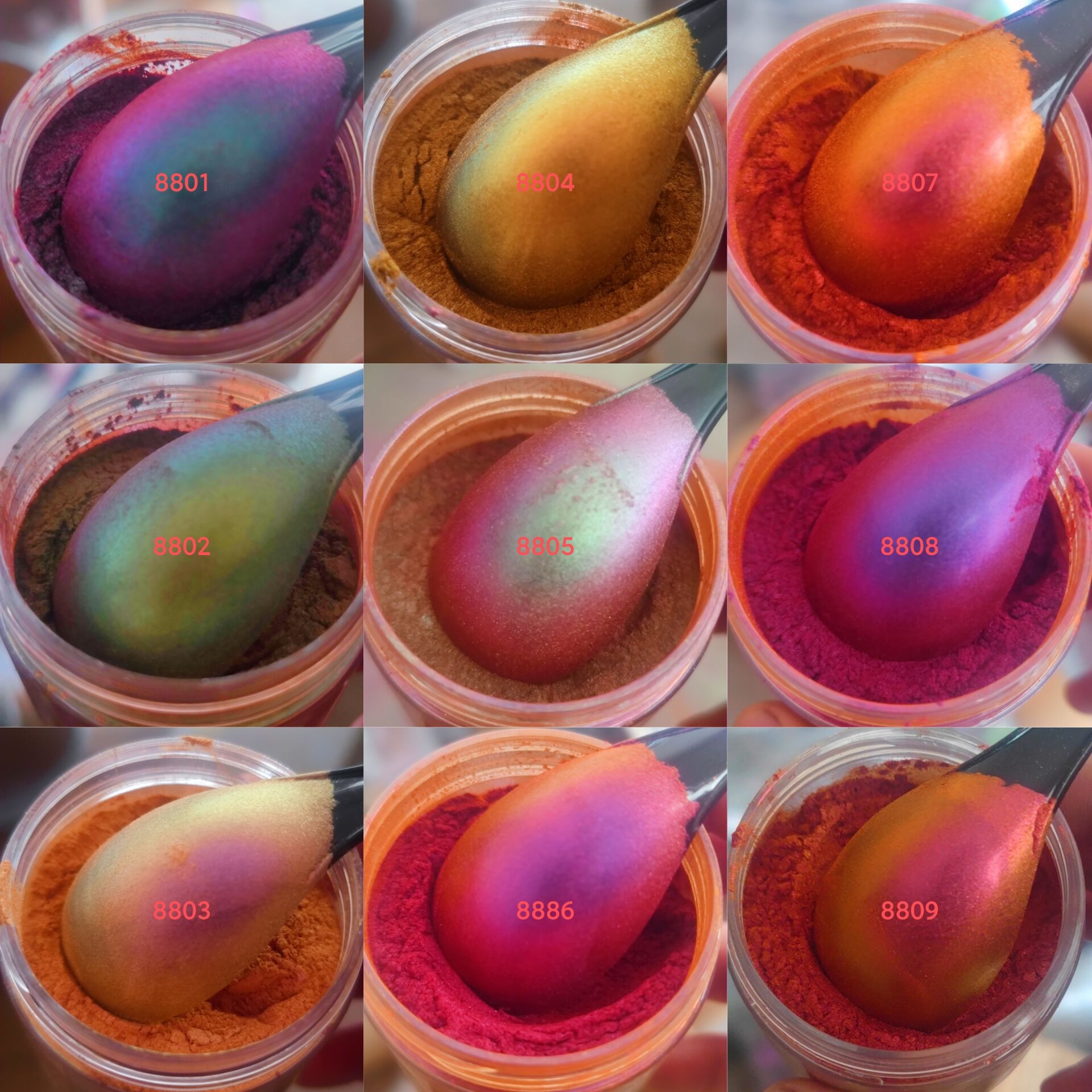 跨境700目云母变色龙珠光粉 滴胶水彩火漆蜡用珠光变色龙闪粉10g