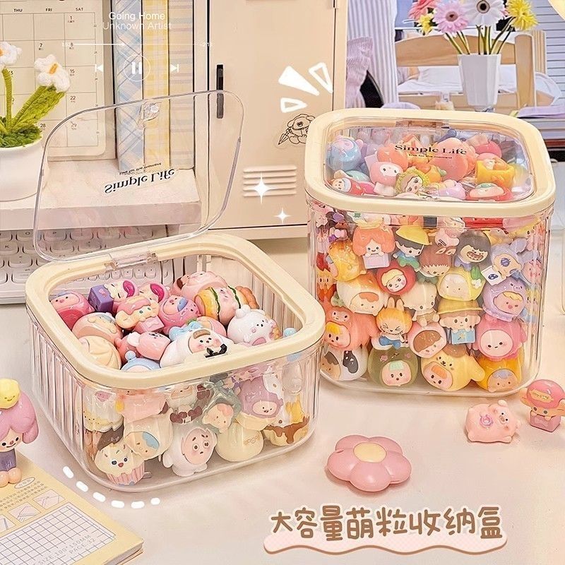 Cute Grain Storage Can Transparent Large Capacity Mini Food Play Hand-made Blind Box Display Box Small Ornaments Acrylic Storage Rack