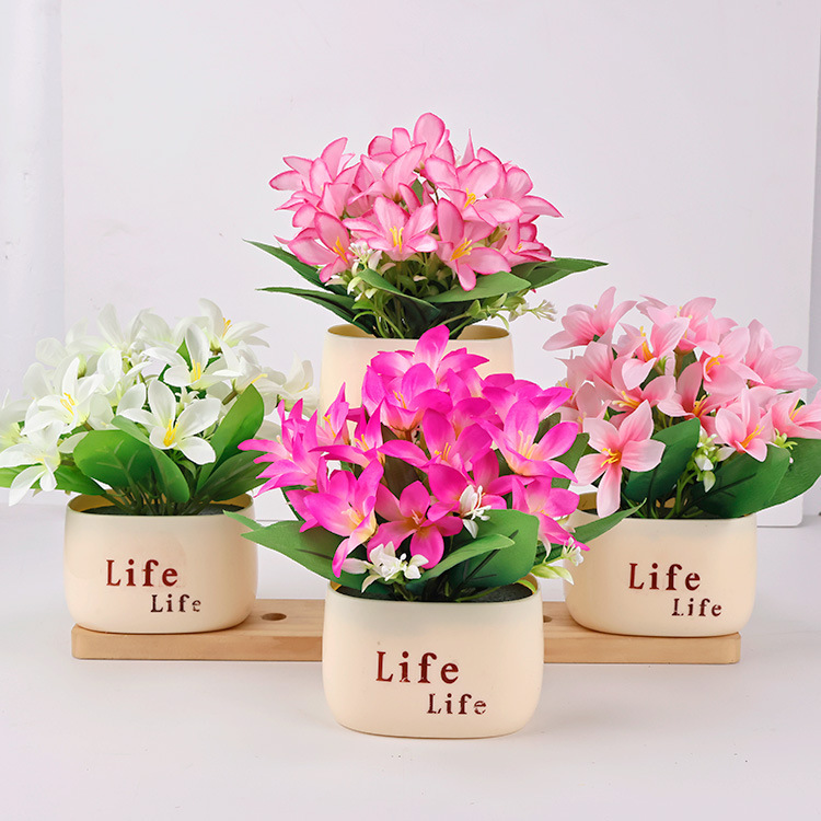 Creative Life Flower Pot Ornaments Artificial Flower Potted Silk Flowers Living Room Bedroom Home Decoration Fake Flower Set Florals