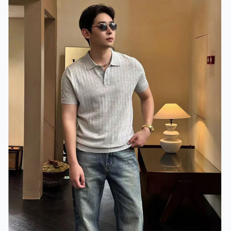Camisas de polo de manga corta con solapa, camisetas de punto de hombre con solapa, camisetas comerciales de hielo, comercio exterior transfronterizo al por mayor
