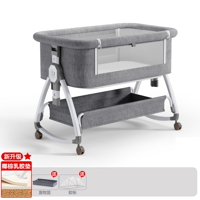 Cuna de bebé recién nacido cama costura Cama grande Baby Shaker BB cama de los niños cuna cama multifuncional móvil plegable image 32