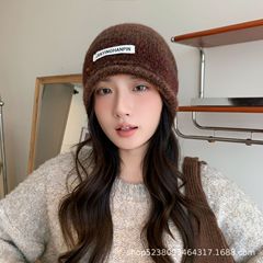 针织毛线帽子女秋冬季百搭大头围显脸小防寒风2025新款护耳包头帽
