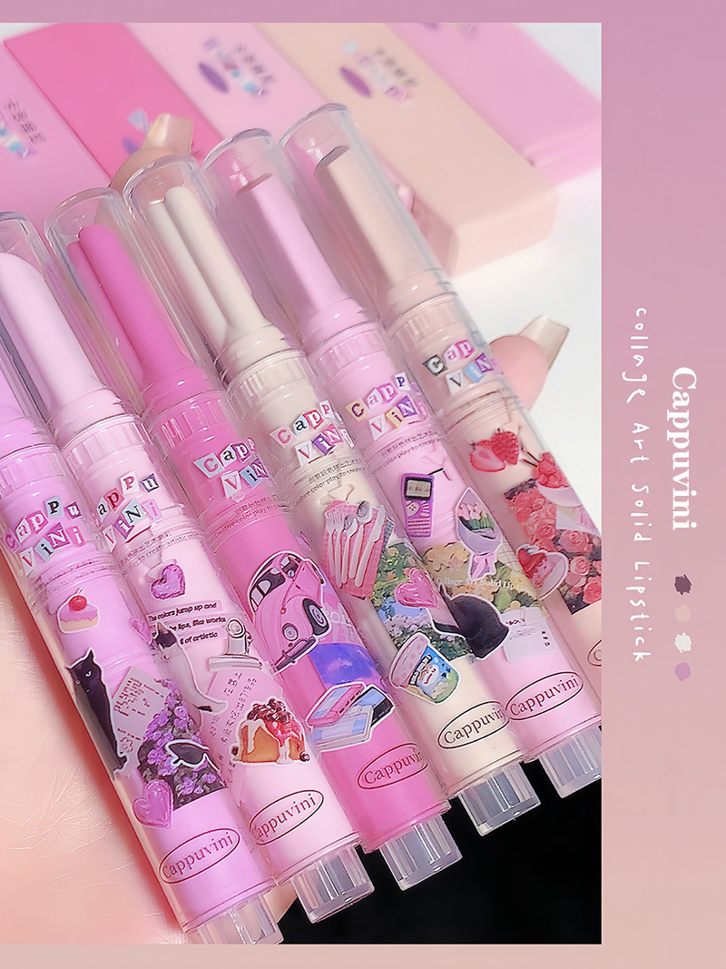 Cappuvini Carpuvini milk tea color Watermelon color solid Lip Honey Lip Mirror Lipstick Lipstick pen details Picture