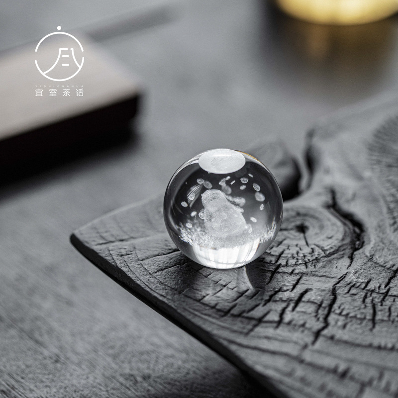 Yishi Tea Talk Crystal Glass Moon Rabbit Cover Cover Bowl Purple Clay Pot Cover Holder Year Of The Rabbit Cover Decoration Tea Ceremony Accessories