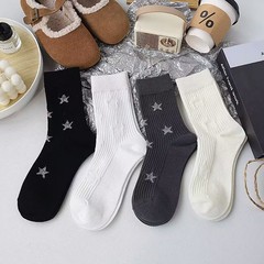 同款/五角星秋冬季女襪中筒襪韓版潮流時尚設計感個性堆堆襪