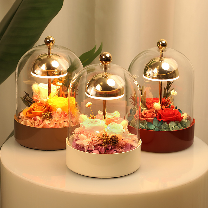 Wind Bell Charging Eternal Flower Table Lamp Touch Dimming Handmade DIY Table Lamp Bedroom Bed Valentine's Day Creative Gift