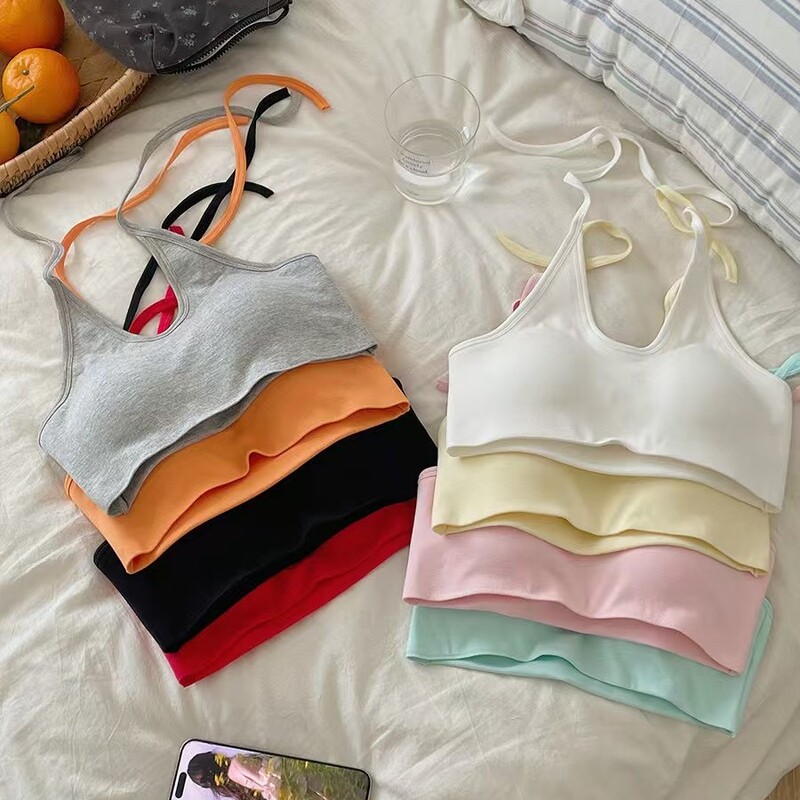 Dopamine Strap Halter Neck Camisole for Women with Chest Pads, Backless Tube Top, Fashionable and Unique Hot Girl Top