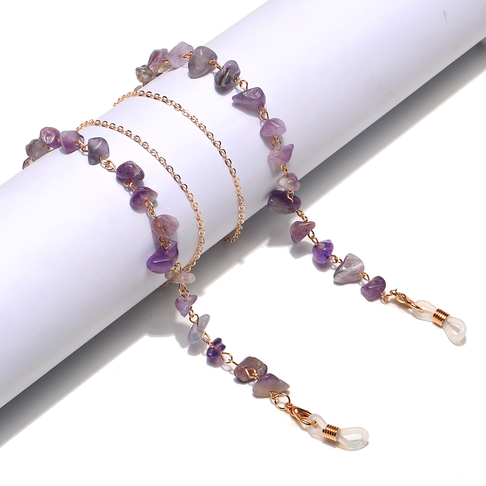 25g Weight Metal Material Gold, Silver Color Fashion Simple Stone Chain Glasses Chain 4