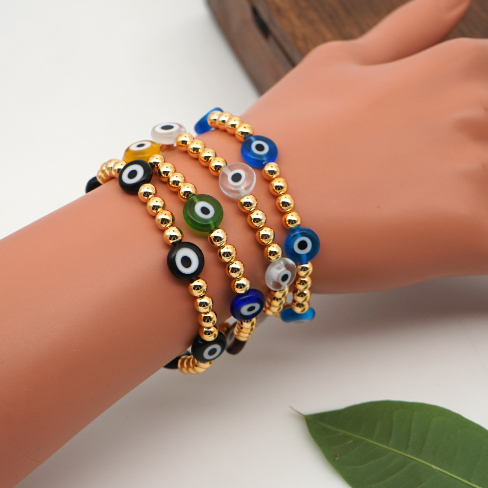 Nihaojewelry Ethnic Style Colored Glaze Evil Eye Gold Bead Bracelet Wholesale Jewelry display picture 26