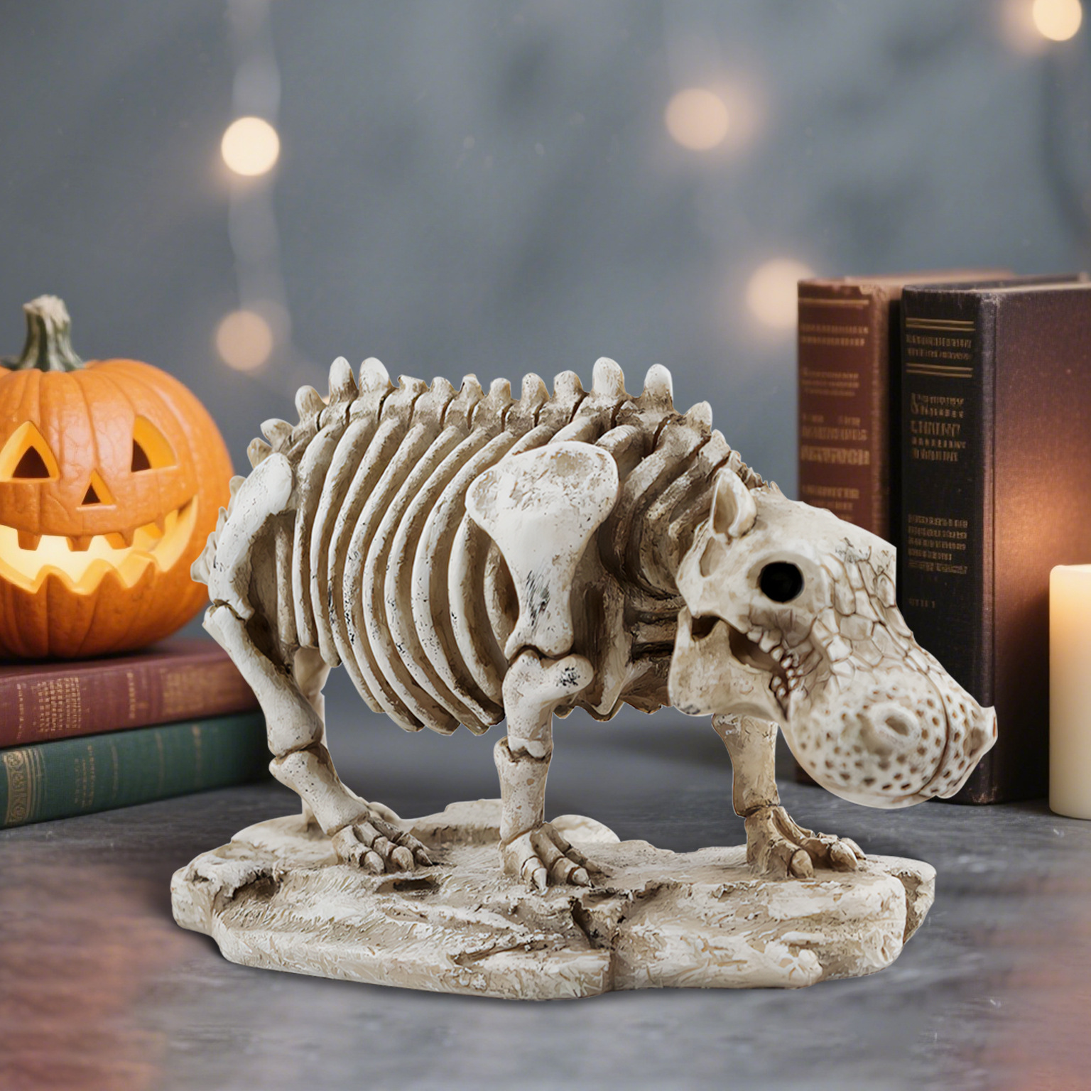  Greek TEMU for Personality Skeleton Animal Skeleton Specimen Hippo Ornaments Halloween Desktop Decorations