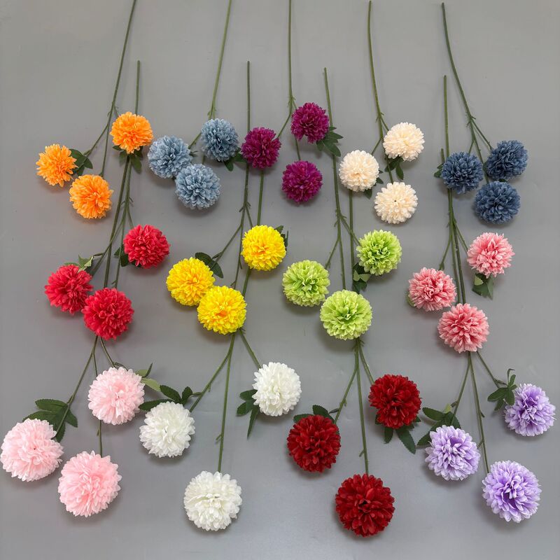 Simulation 3-head ball chrysanthemum shallot ball net red home decoration flower small fresh ball chrysanthemum artificial flower