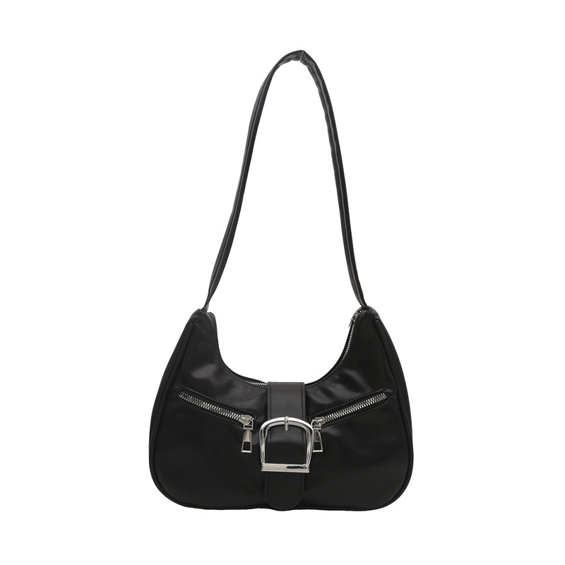 2024 invierno nuevo estilo de piel de aceite doble cremallera decoración de cinturón de moda sensación de moda hombro único brazo mochila para viajar