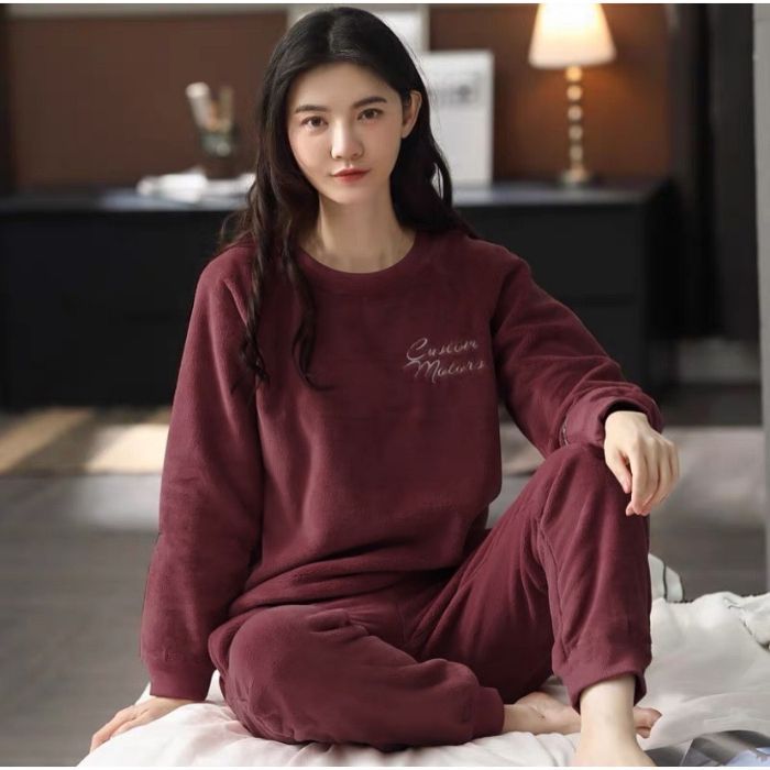 Transfronteriza Vietnam al por mayor otoño invierno pijamas franela espesa mujer dulce dibujos animados casuales mangas largas chaqueta ropa para el hogar