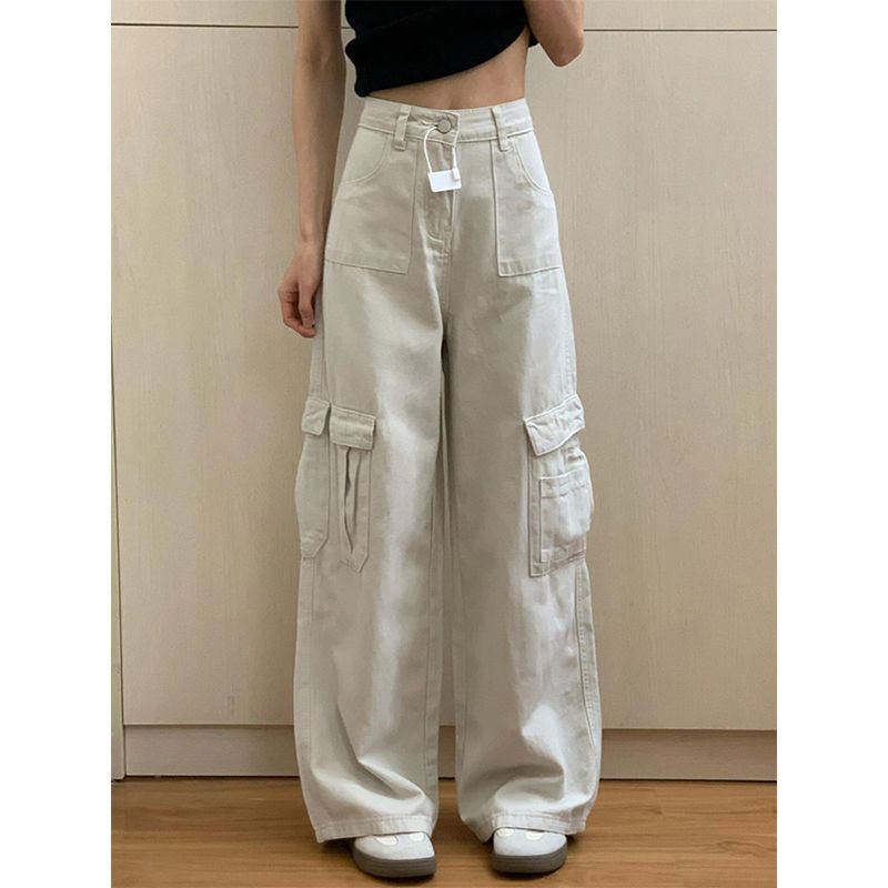 American Style Tooling Jeans Women's 2025 Spring and Autumn New High Waist Slimming Small Loose Straight Casual Flared Pants