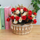 Princess basket large + red and white roses