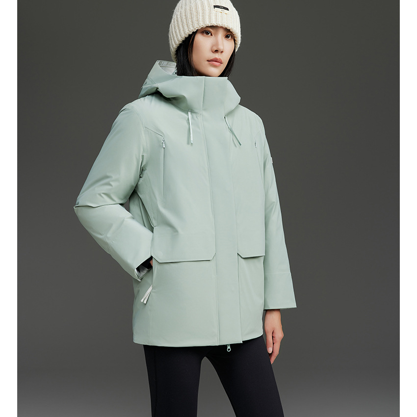 情侣款三防户外滑雪登山派克95鹅绒羽绒服女短款高端连帽保暖外套