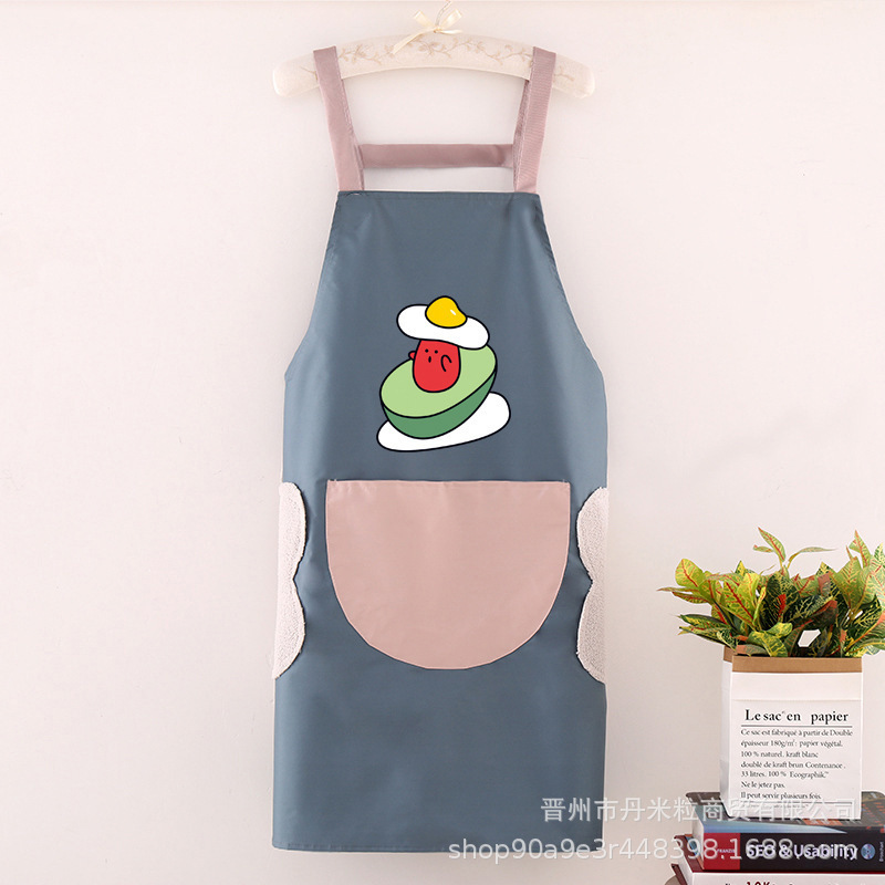 エプロン家庭用キッチン防水防油女性かわいい洋気料理仕事大人の腰を囲んで汚れに強い作業服を決めた|undefined