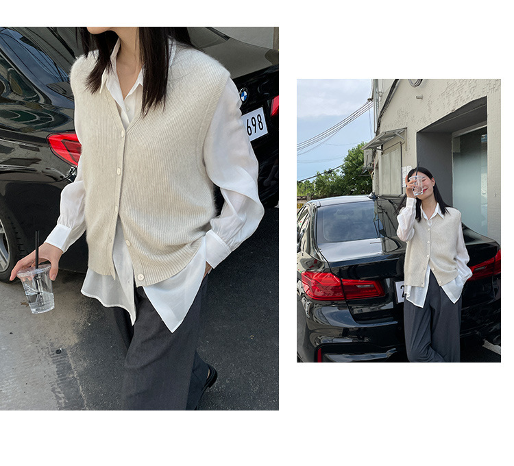 木兰时髦复古小马甲开衫女2023春季新款韩版简约针织上衣女 21507详情33