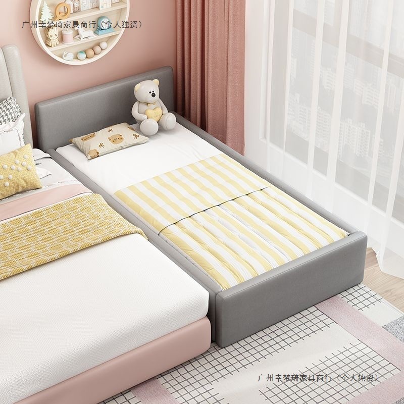 Solid wood bed for boys, baby crib with guardrails, princess bed for girls, baby bedside bed, widened and connected to a large bed