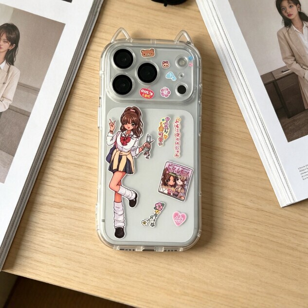 y2K Shibuya hot girl style phone case suitable for Apple 17161514p 13/12promax transparent X/XR/7P11 y2K Shibuya hot girl style phone case suitable for Apple 17161514p 13/12promax transparent X/XR/7P11