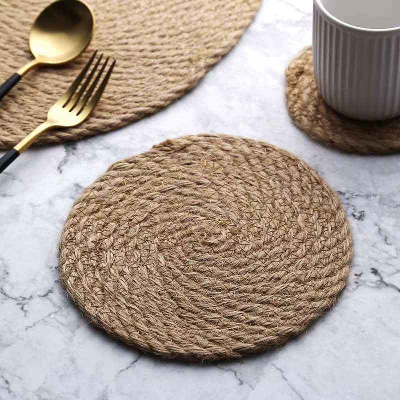 Japanese -style grass editing craftsmanship cushion lush linny pad hemp cushion hemp rope meal cushion woven cushion thermal insulation disk Amazon Amazon