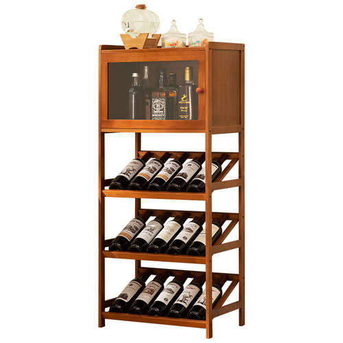 Red wine rack storage rack household small wine cabinet wine grid bar display rack for wine decoration simple solid wood against the wall