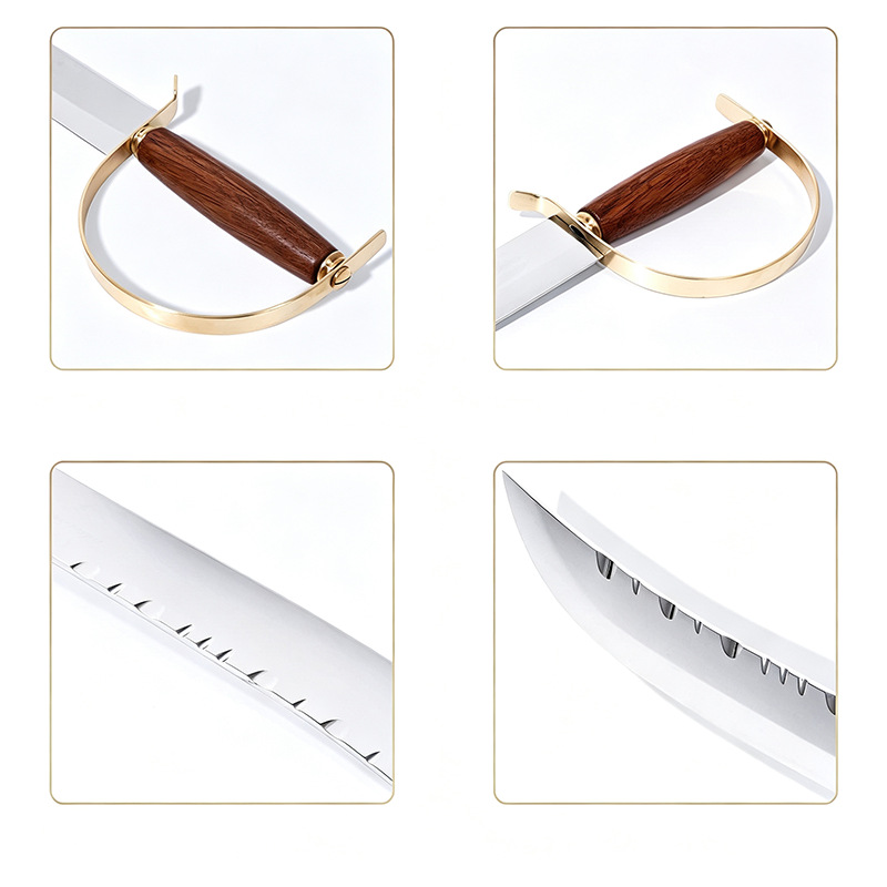 Nuevo cuchillo de champán ceremonial transfronterizo cuchillo de abertura de botellas de acero inoxidable cuchillo de champán sin hoja image 2