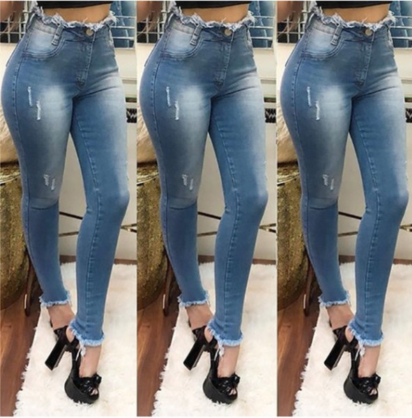 micro straight high waist stretch jeans NSJY64553