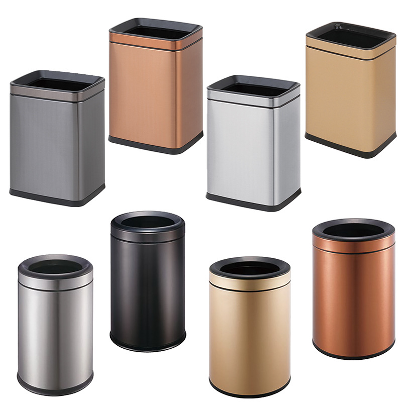 Cubo de ceniza de estilo de Hong Kong caja de fruta cesta de papel higiénico de mano Cubo de basura de acero inoxidable de doble capa retardante de llama