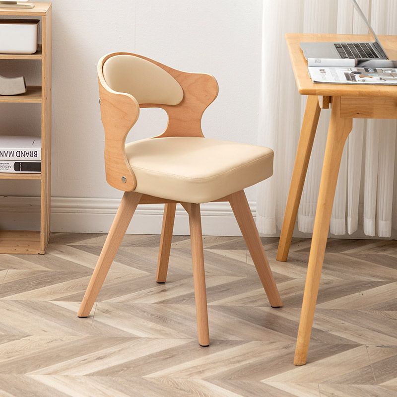 Solid Wood Home Rotating Computer Chair Student Desk Chair Simple Small Compact Writing Chair Backrest Dining Chair Makeup Chair