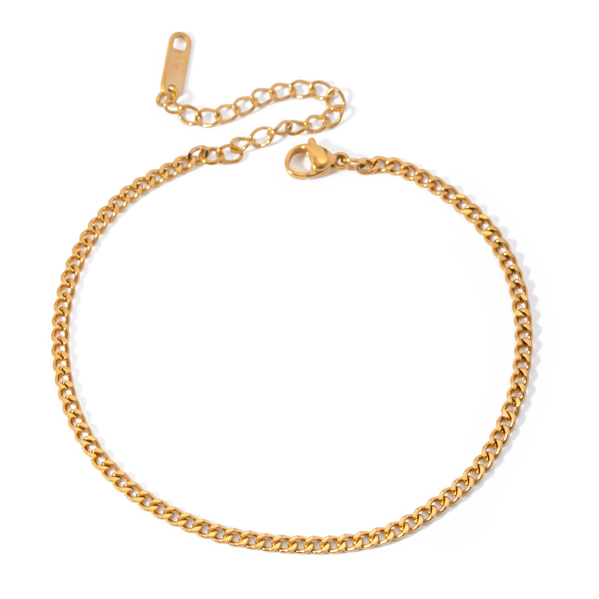 Europa y los Estados Unidos transfronterizos INS estilo clásico refinado simple 18 quilates oro acero inoxidable Cuba 3mm ancho joyería tobillaría al por mayor mujer