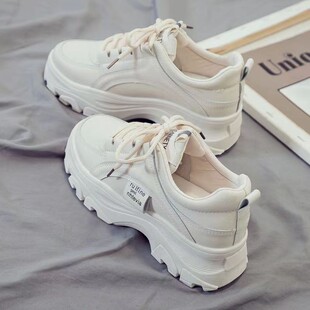 Foreign Trade Dad Shoes for Women 2025 Spring & Fall Platform Thick Sole Heightening Casual Women's Shoes Fashion Pure Color Sports White Shoes