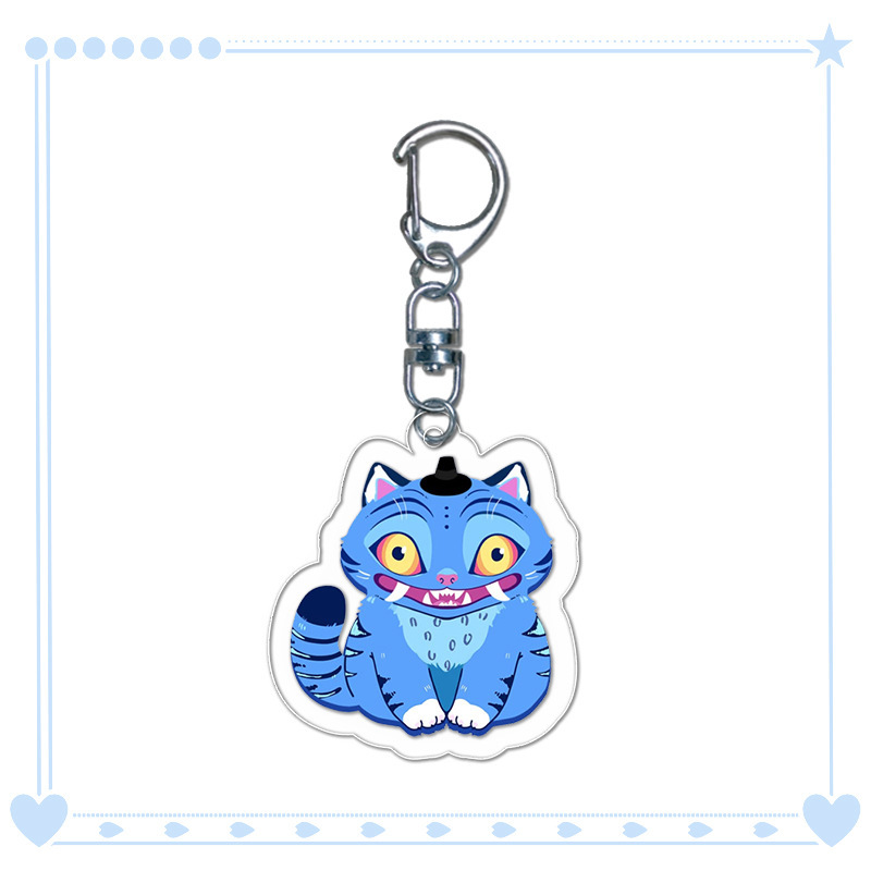 DIY プリント透明アクリルペンダントキーホルダーブルー猫周辺かわいいバッグペンダントカスタマイズされたロゴ付き|undefined