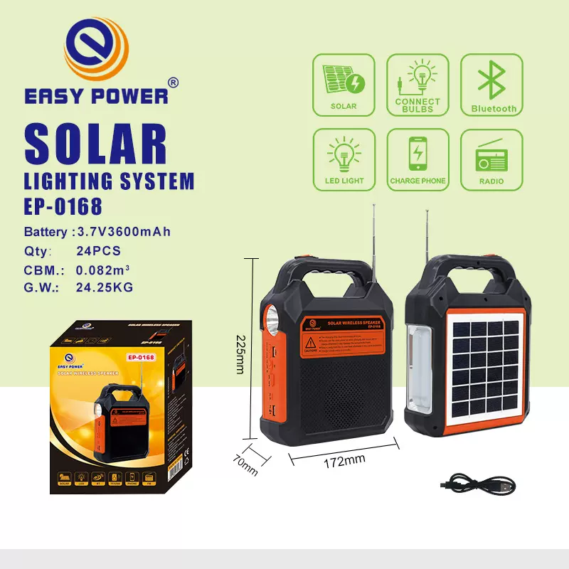 外贸发电机跨境太阳能蓝牙TF播放户外露营手电筒照明0168便携音箱