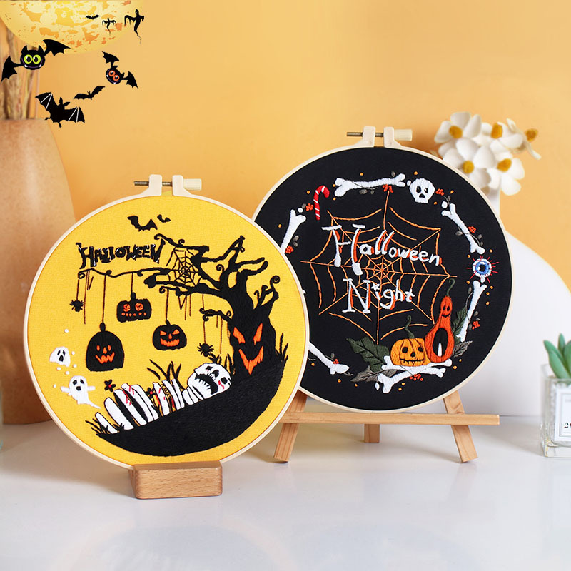 Nuevo producto 2024 feliz Halloween bordado amazon venta caliente bordado a mano bordado diy material paquete